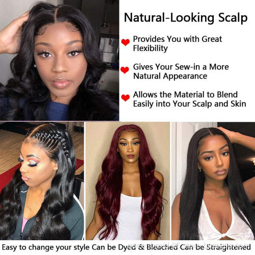 Body Wave Lace Closure Human Hair Wigs Brazilian Lace Front Wigs Human Hair Density Pre Plucked with Baby Hair Bleached Knots